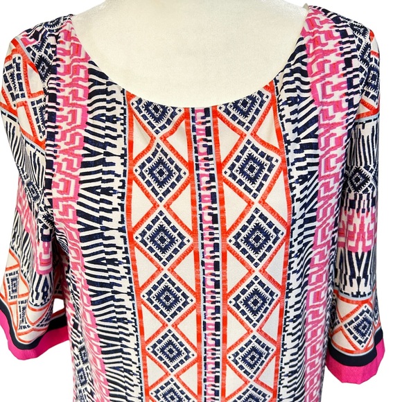 Eliza J Elbow Sleeve Geometric Print Shift Dress - Picture 4 of 11